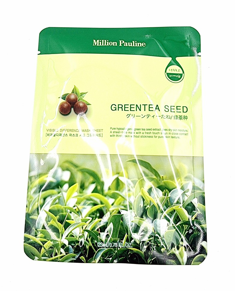 Тканевая маска с экстрактом зеленого чая Million Pauline Greentea Seed