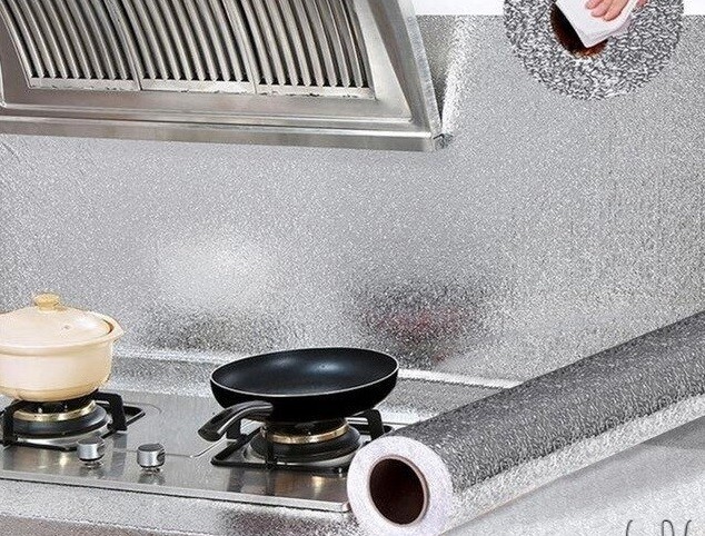 Многоразовая самоклеящаяся наклейка на стену из алюминиевой фольги для кухни (06250)