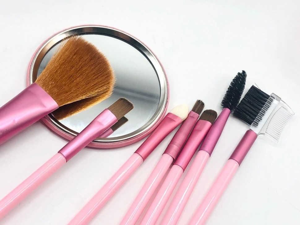 Набор кистей для макияжа с зеркалом, цвета в ассортименте (WE160) 