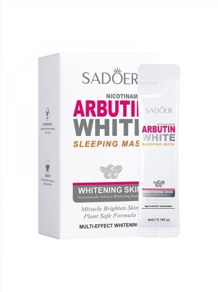 Осветляющая ночная маска для лица с арбутином Sadoer Nicotinamide Arbutin White Sleeping Mask 4 мл 